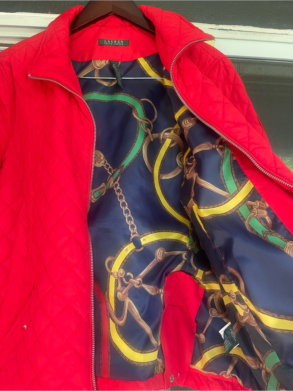 Ralph Lauren Bright Red Quilted Zip-Front Puffer Jacket - Picture 3 of 5
